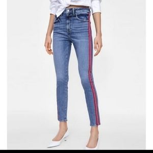 Zara high rise striped denim